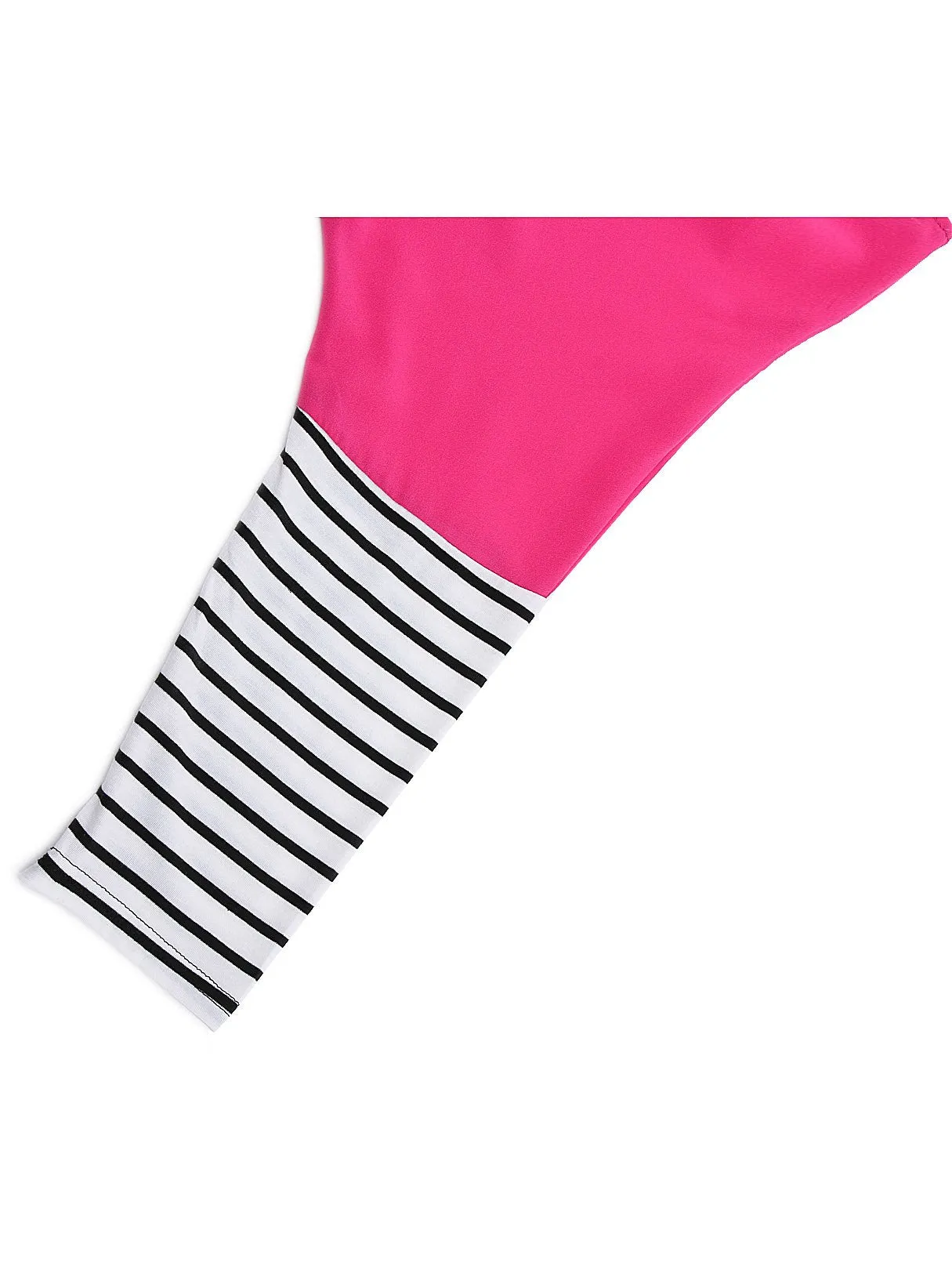 Custom Round Neck Stripe 3/4 Sleeve Irregular Hem Pink T-Shirts