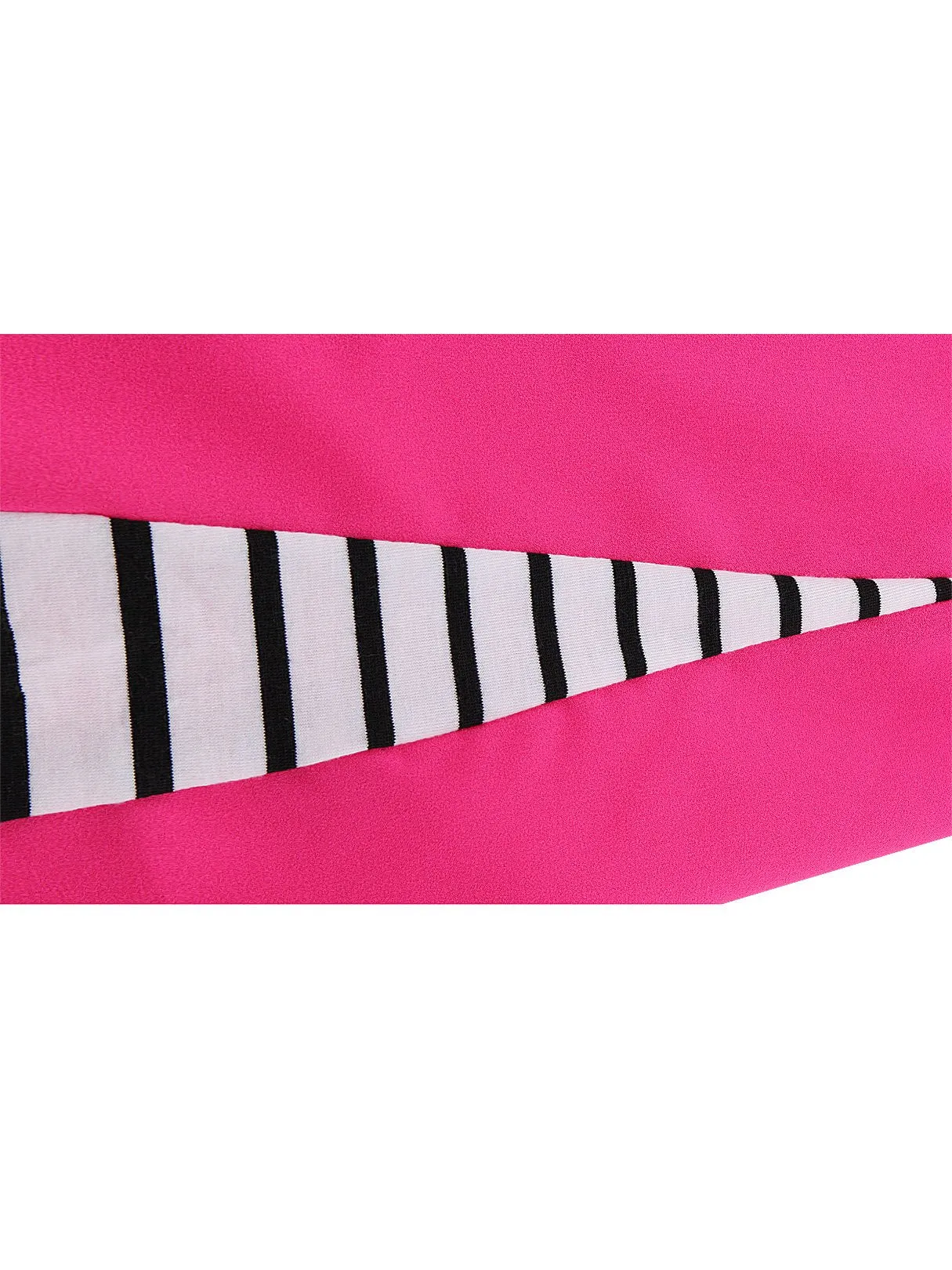 Custom Round Neck Stripe 3/4 Sleeve Irregular Hem Pink T-Shirts