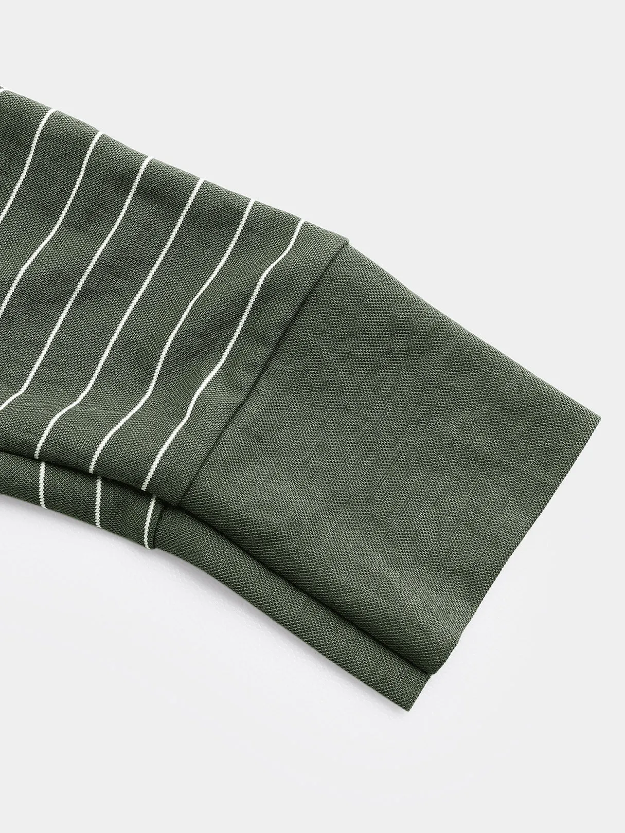 Custom Round Neck Stripe Long Sleeve Army Green T-Shirts