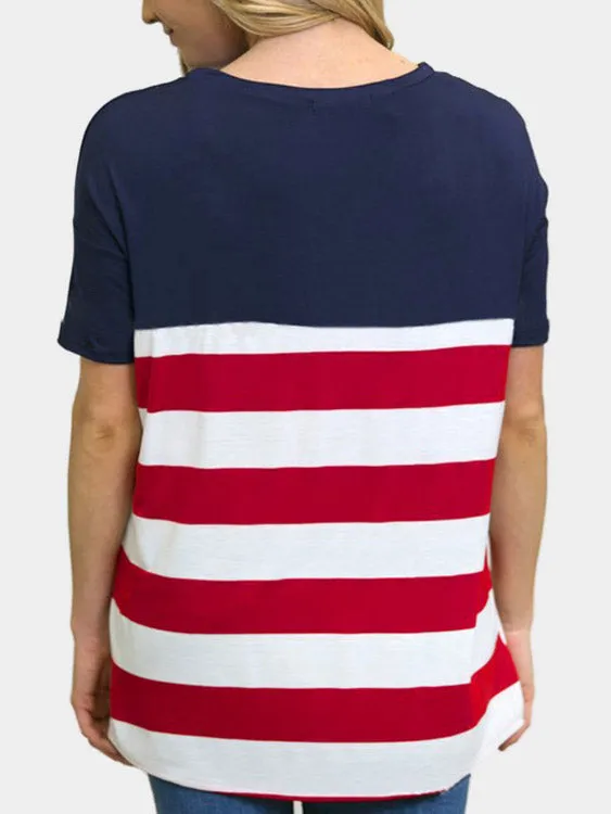 Custom Short Sleeve Round Neck Stripe T-Shirt