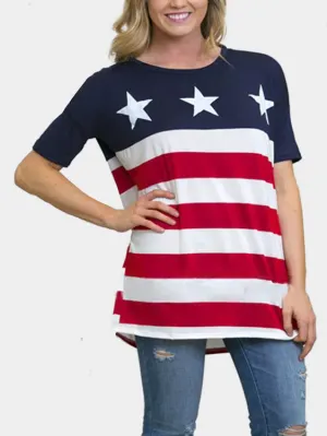 Custom Short Sleeve Round Neck Stripe T-Shirt