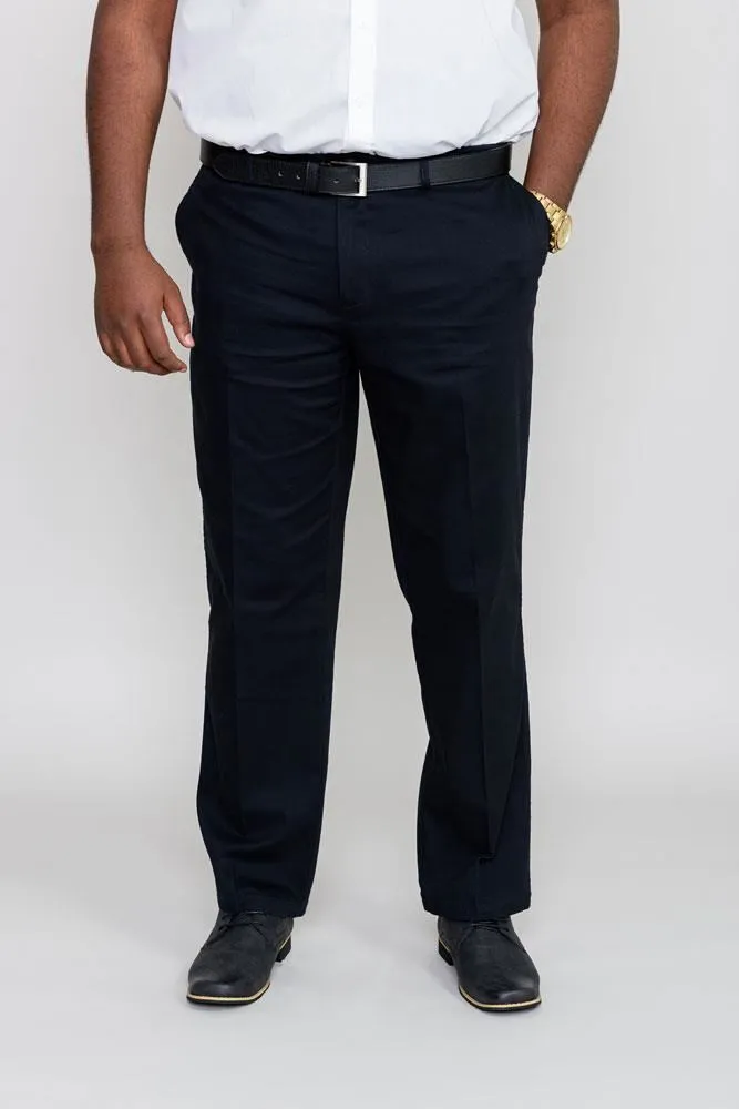 D555 Men's Stretch Chino Trousers With Flexi Waist in Indigo Waist 40" to 60"