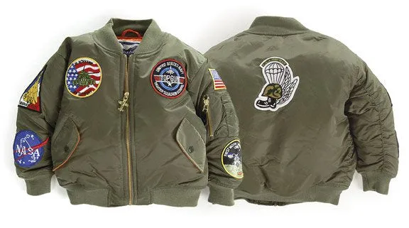 (Daddy and Me) MA-1 Green Flight Jacket | Maverick Top Gun Jacket