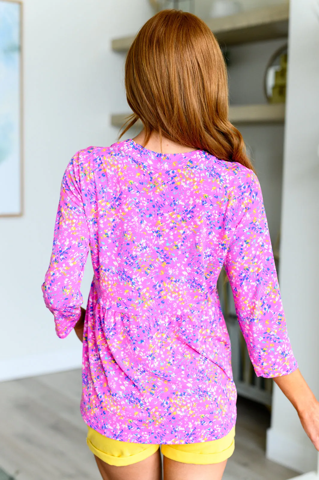 Dear Scarlett Lizzy Babydoll Top in Magenta Brushstrokes