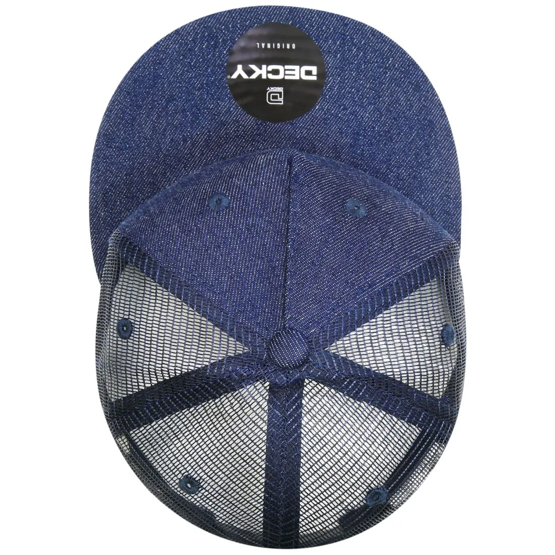 Decky 1082 High Profile Denim Trucker Snapback Hats 5 Panel Flat Bill Caps