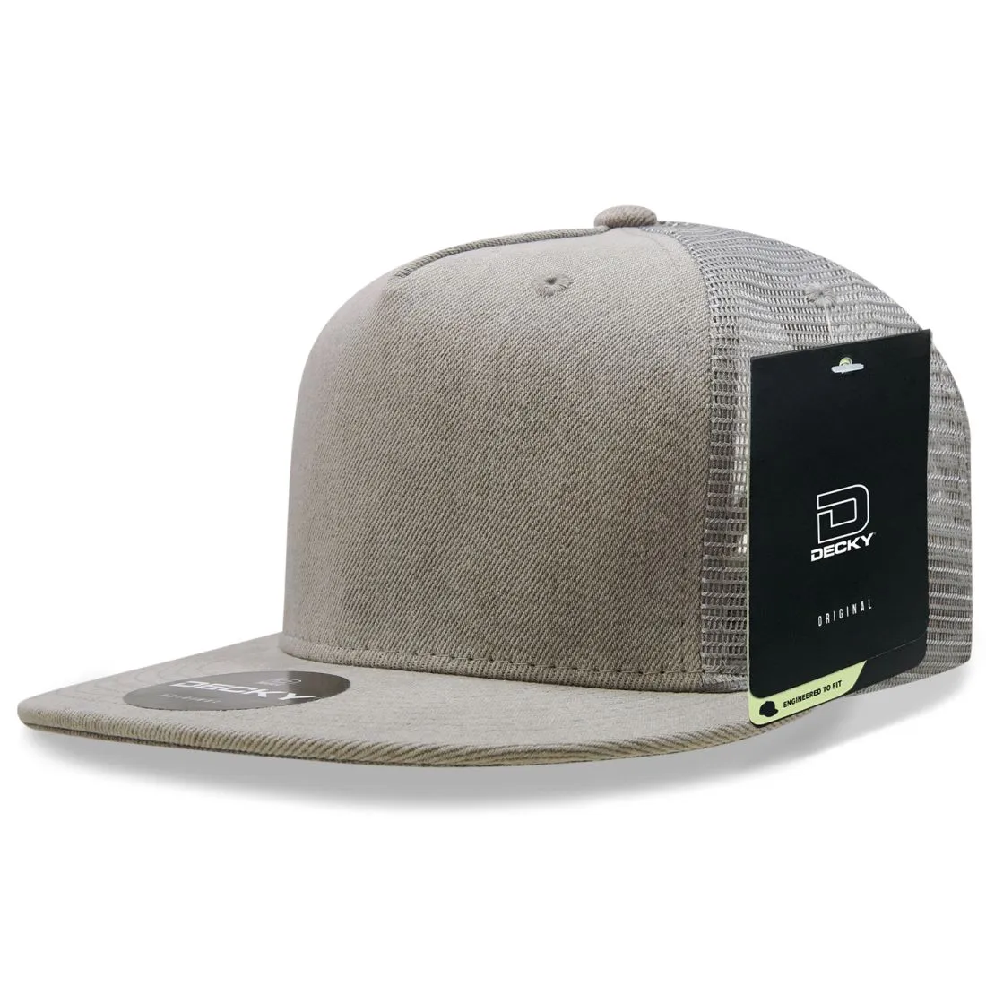 Decky 1082 High Profile Denim Trucker Snapback Hats 5 Panel Flat Bill Caps