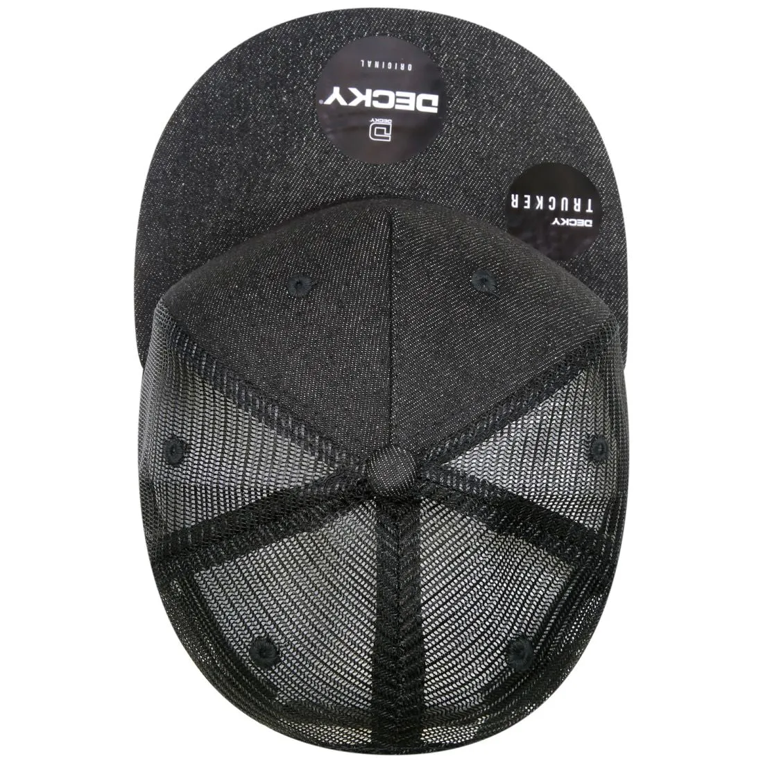 Decky 1082 High Profile Denim Trucker Snapback Hats 5 Panel Flat Bill Caps