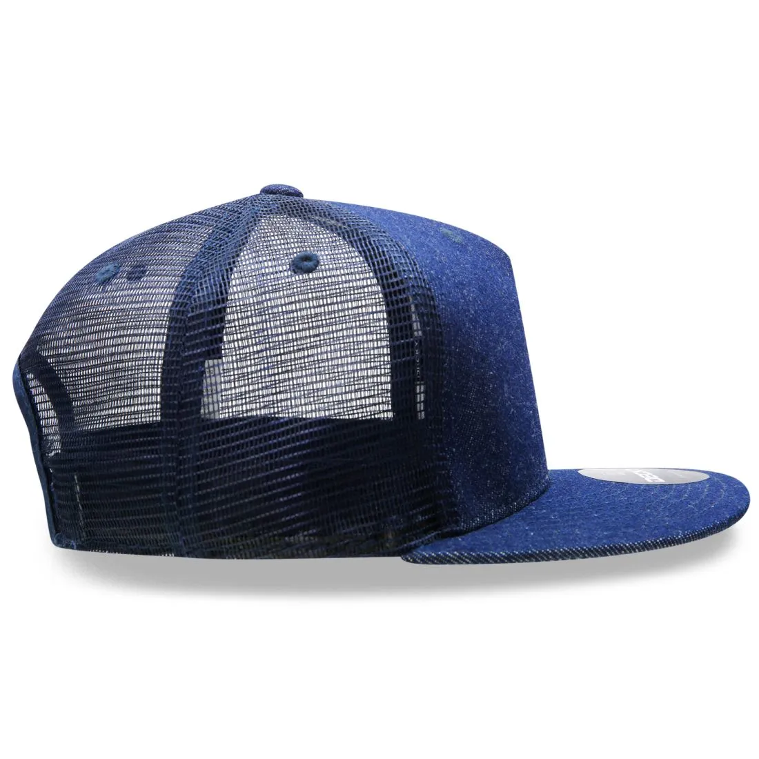 Decky 1082 High Profile Denim Trucker Snapback Hats 5 Panel Flat Bill Caps
