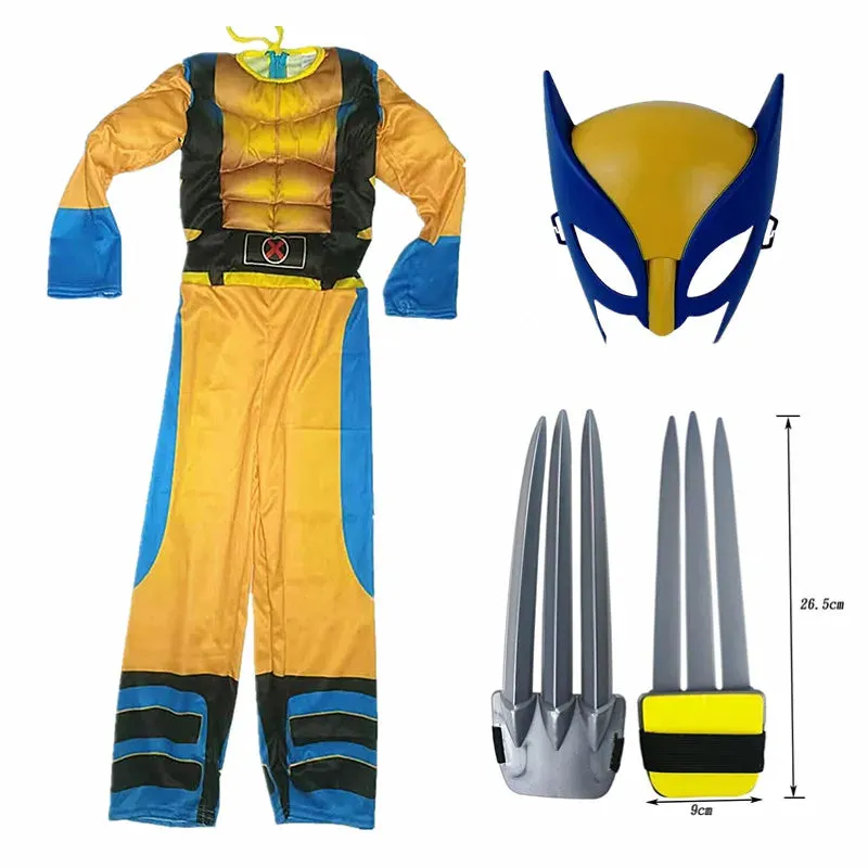 Deluxe Kid Muscle-Chest Superhero Wolverine Costumes
