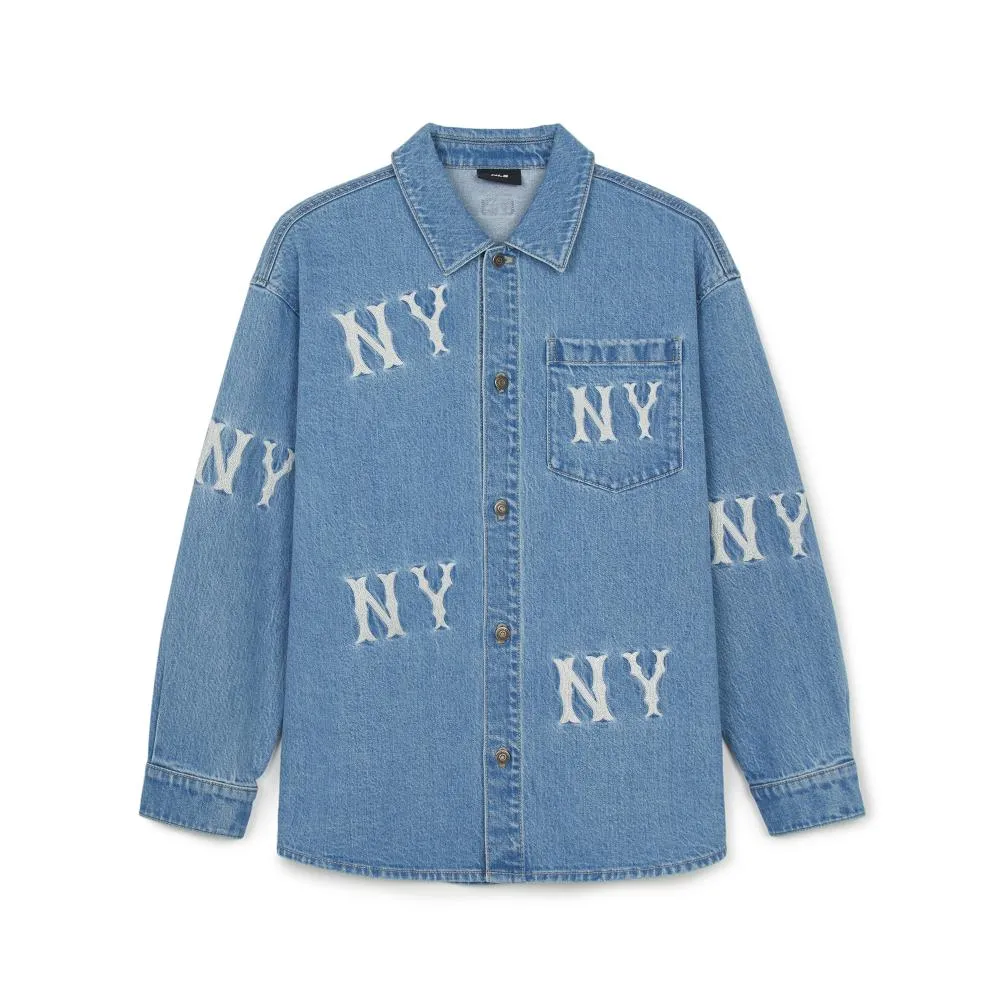 Denim Megagram New York Yankees Denim Shirts