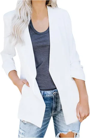 DESKABLY Jacket for Women Silk Satin Fashion Blend Casual Outerwear Solid Color Suit Coat Formal Cardigan Work Blazers