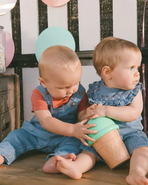 Deux Par Deux Soft Denim Baby Overalls: Sizes 3M to 24M