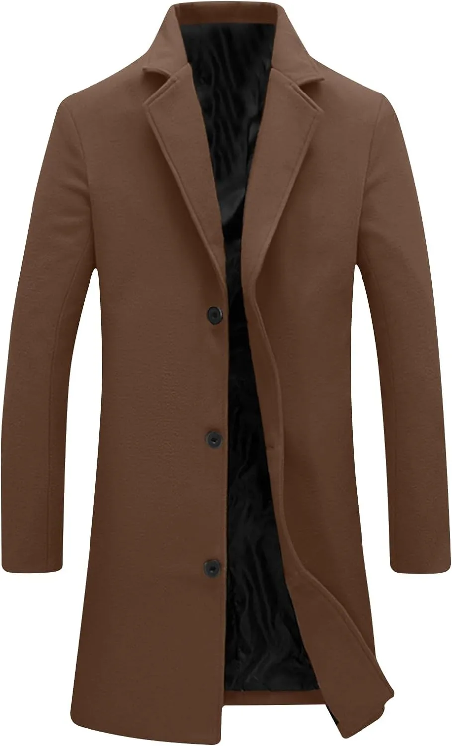 Dgoopd Mens Trench Coat Mid Length Wool Blend Coat Double Breasted Pea Coat Notch Lapel Jacket Dress Casual Winter Overcoat