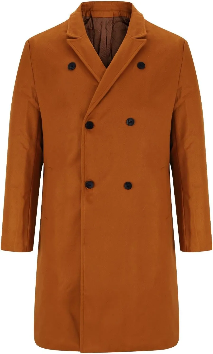 Dgoopd Mens Trench Coat Wool Blend Long Coat Double Breasted Coat Notch Lapel Jacket Fashion Peacoat Winter Overcoat