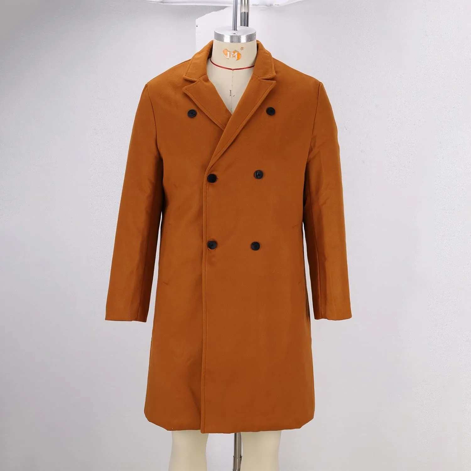 Dgoopd Mens Trench Coat Wool Blend Long Coat Double Breasted Coat Notch Lapel Jacket Fashion Peacoat Winter Overcoat