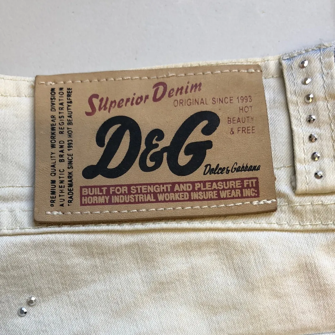 Dolce and Gabbana two tone bleach flared jeans
