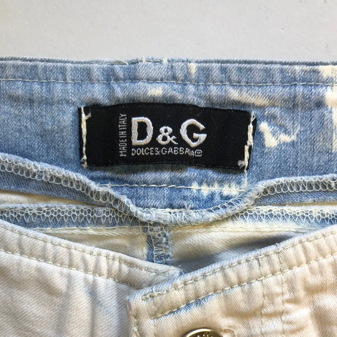 Dolce and Gabbana two tone bleach flared jeans