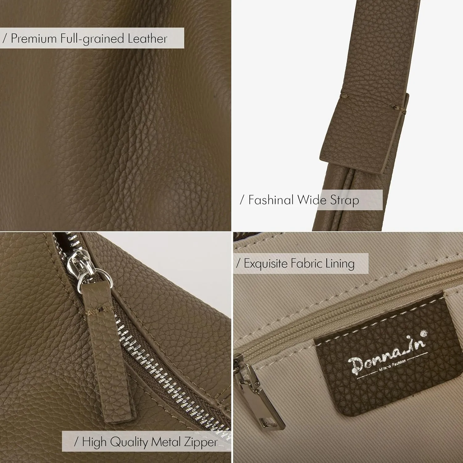 DONNAIN Hobo Bag Leather, Leather Handbag, Women's Genuine Leather, Stylish Half Moon Bag, Shopper Leather, Leather Bag, Women's Genuine Leather, Bags for Women, Bag Bag