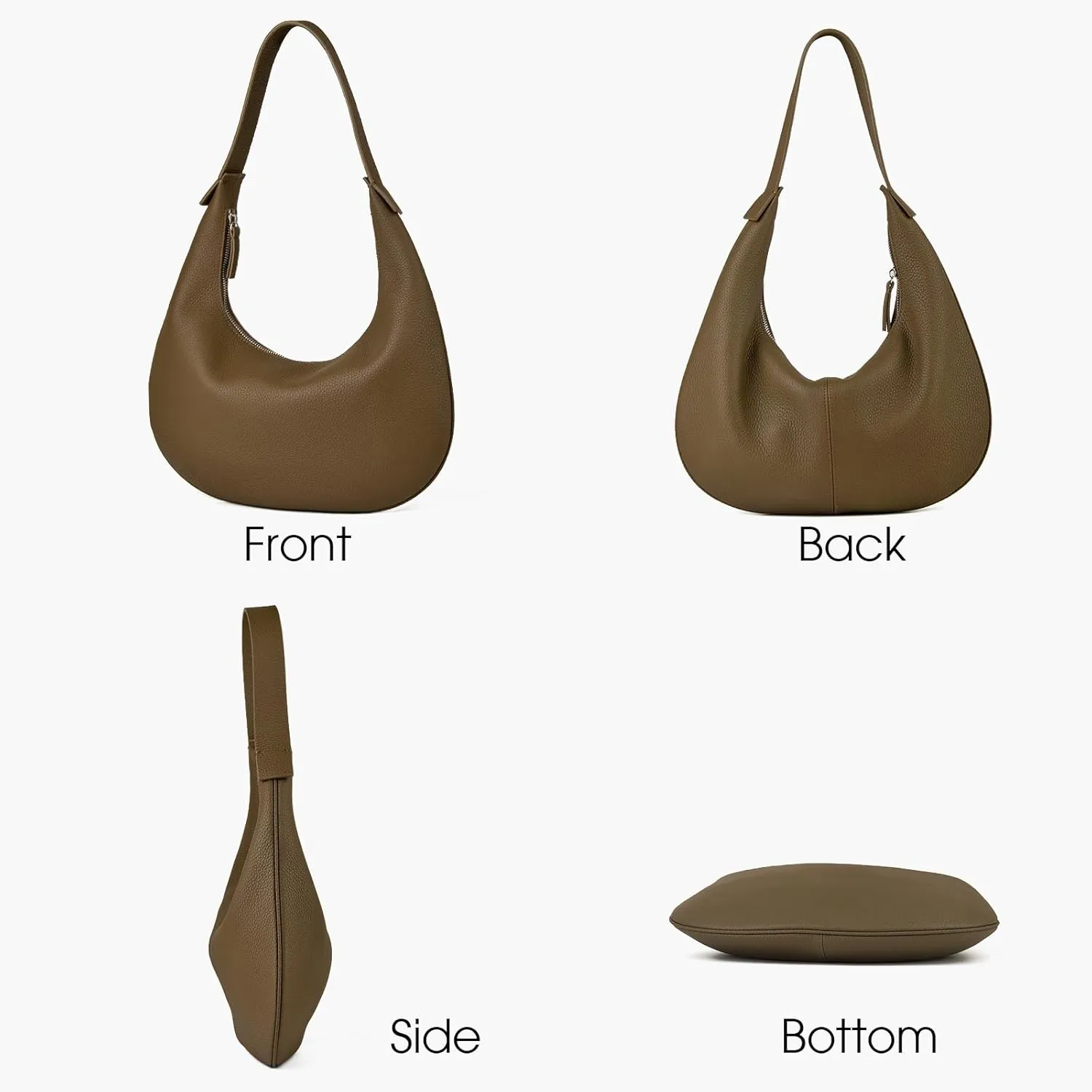 DONNAIN Hobo Bag Leather, Leather Handbag, Women's Genuine Leather, Stylish Half Moon Bag, Shopper Leather, Leather Bag, Women's Genuine Leather, Bags for Women, Bag Bag