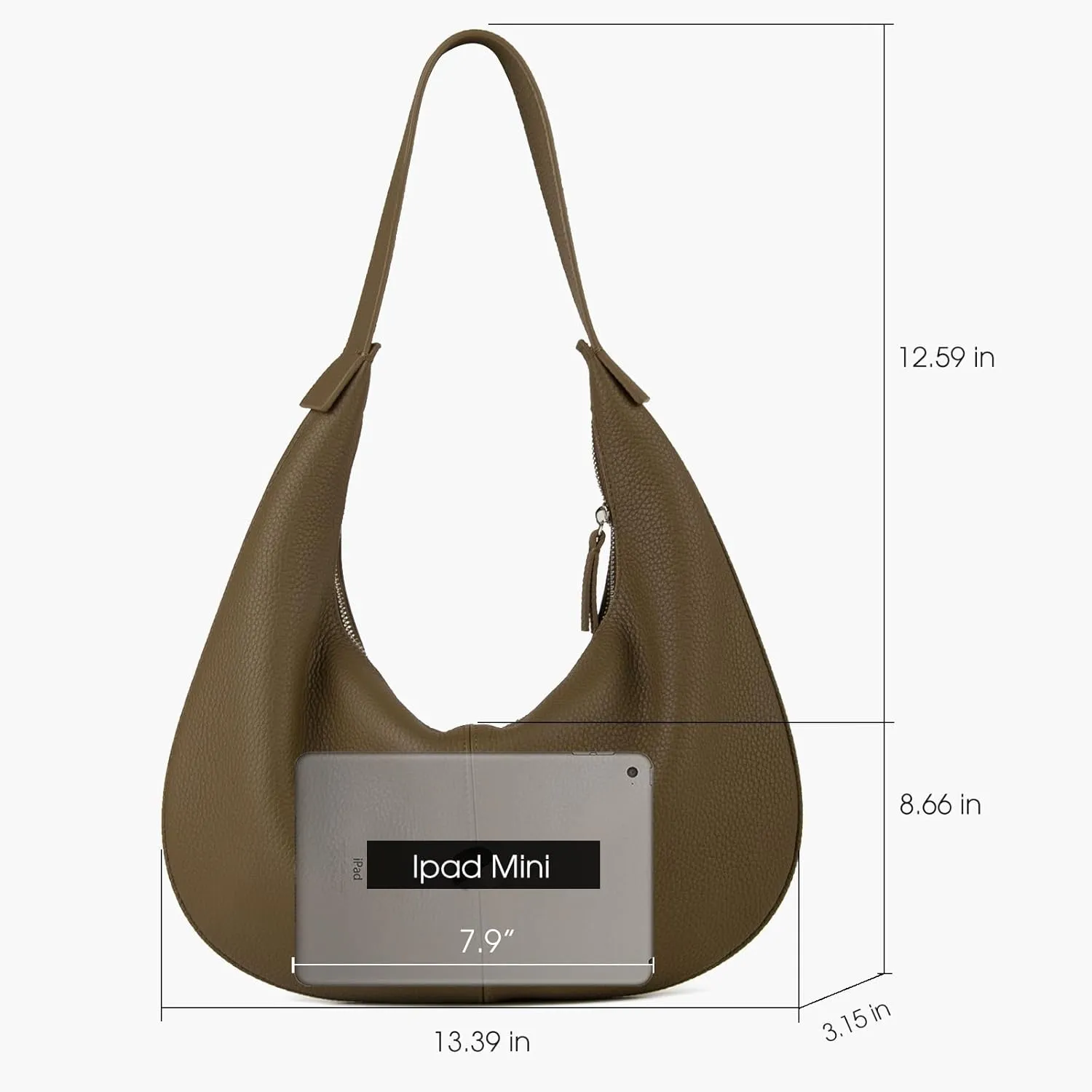 DONNAIN Hobo Bag Leather, Leather Handbag, Women's Genuine Leather, Stylish Half Moon Bag, Shopper Leather, Leather Bag, Women's Genuine Leather, Bags for Women, Bag Bag