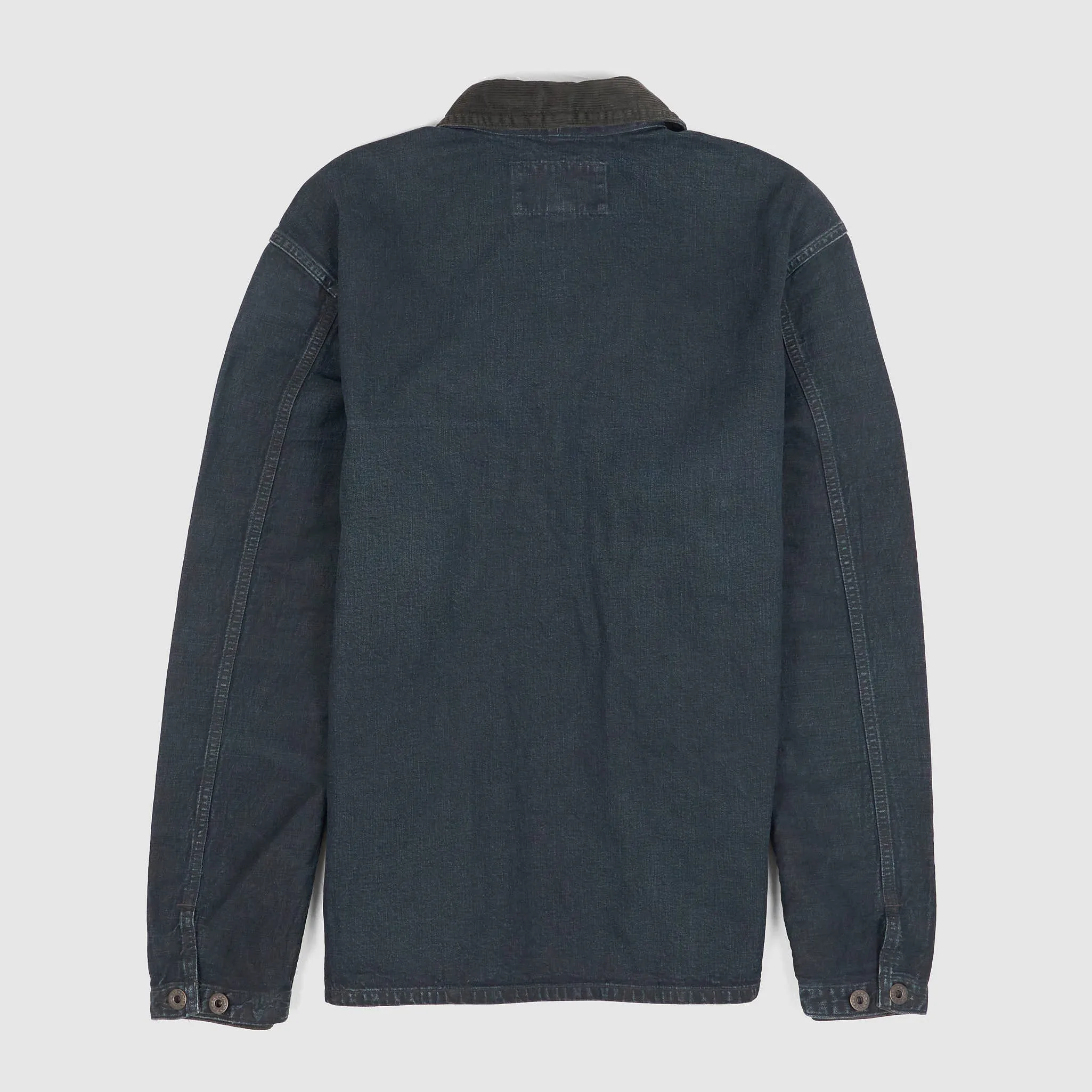 Double RL Indigo Work Shirt Jacket With Corduroy Application