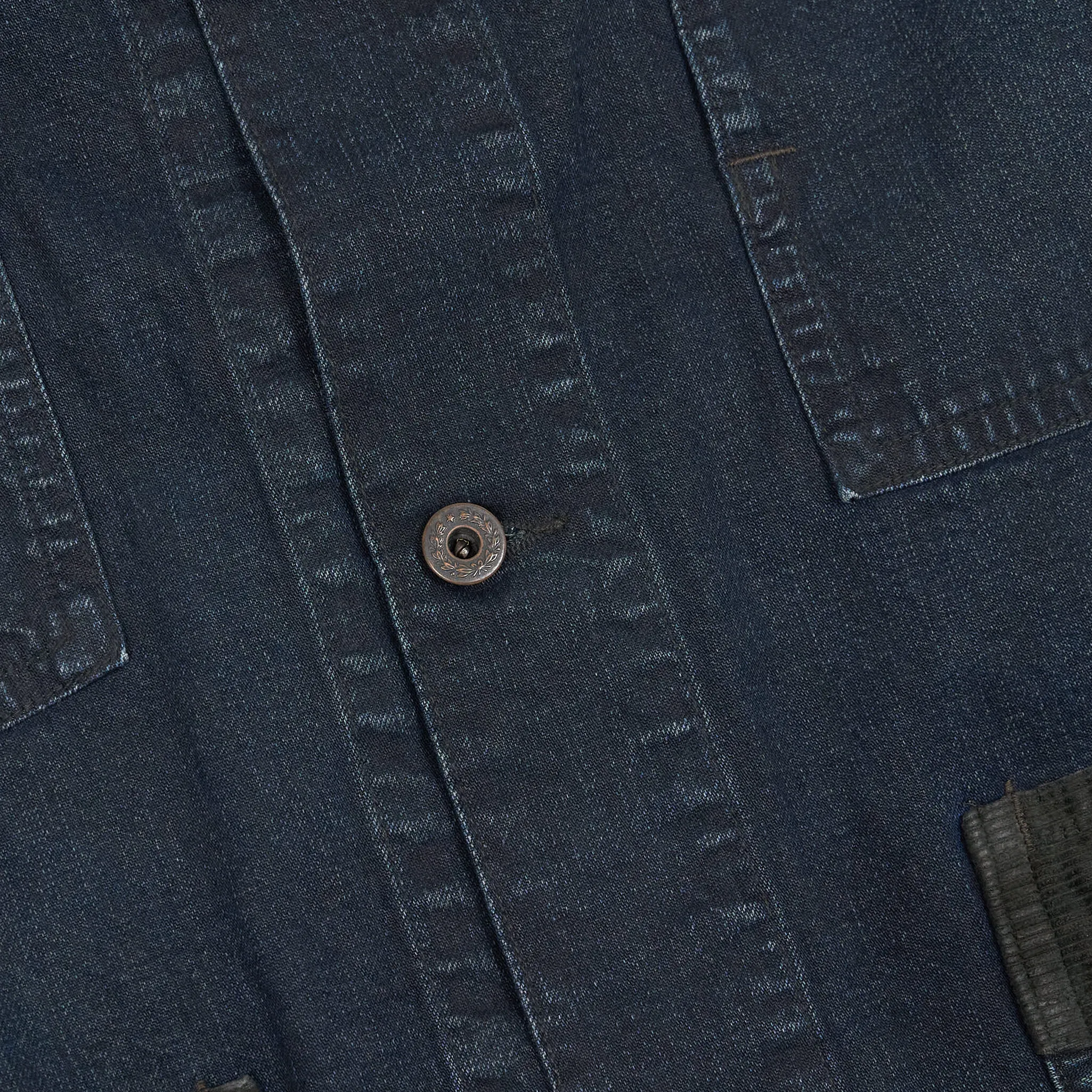 Double RL Indigo Work Shirt Jacket With Corduroy Application