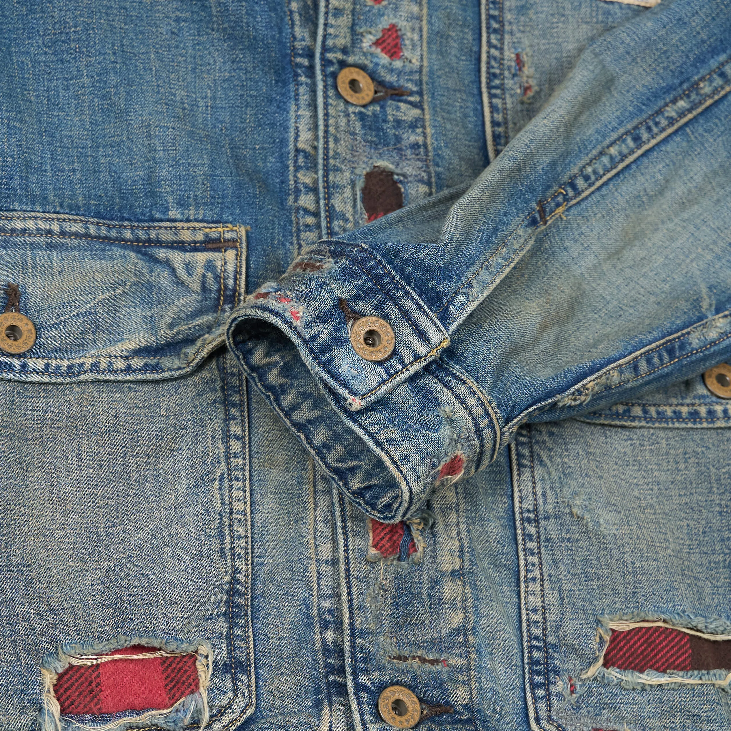 Double RL Repaired Campton Denim Work Jacket W/ Corduroy Collar