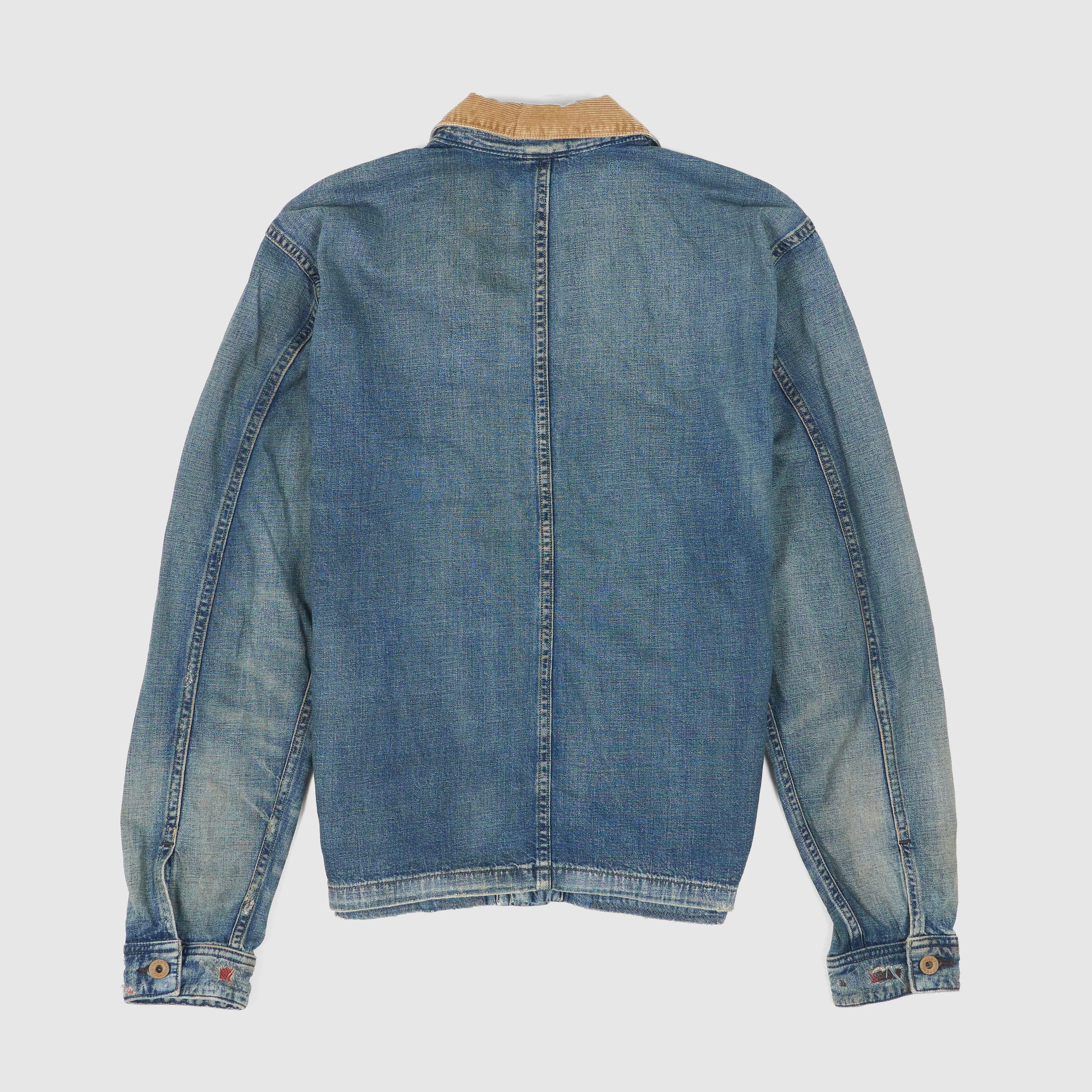 Double RL Repaired Campton Denim Work Jacket W/ Corduroy Collar