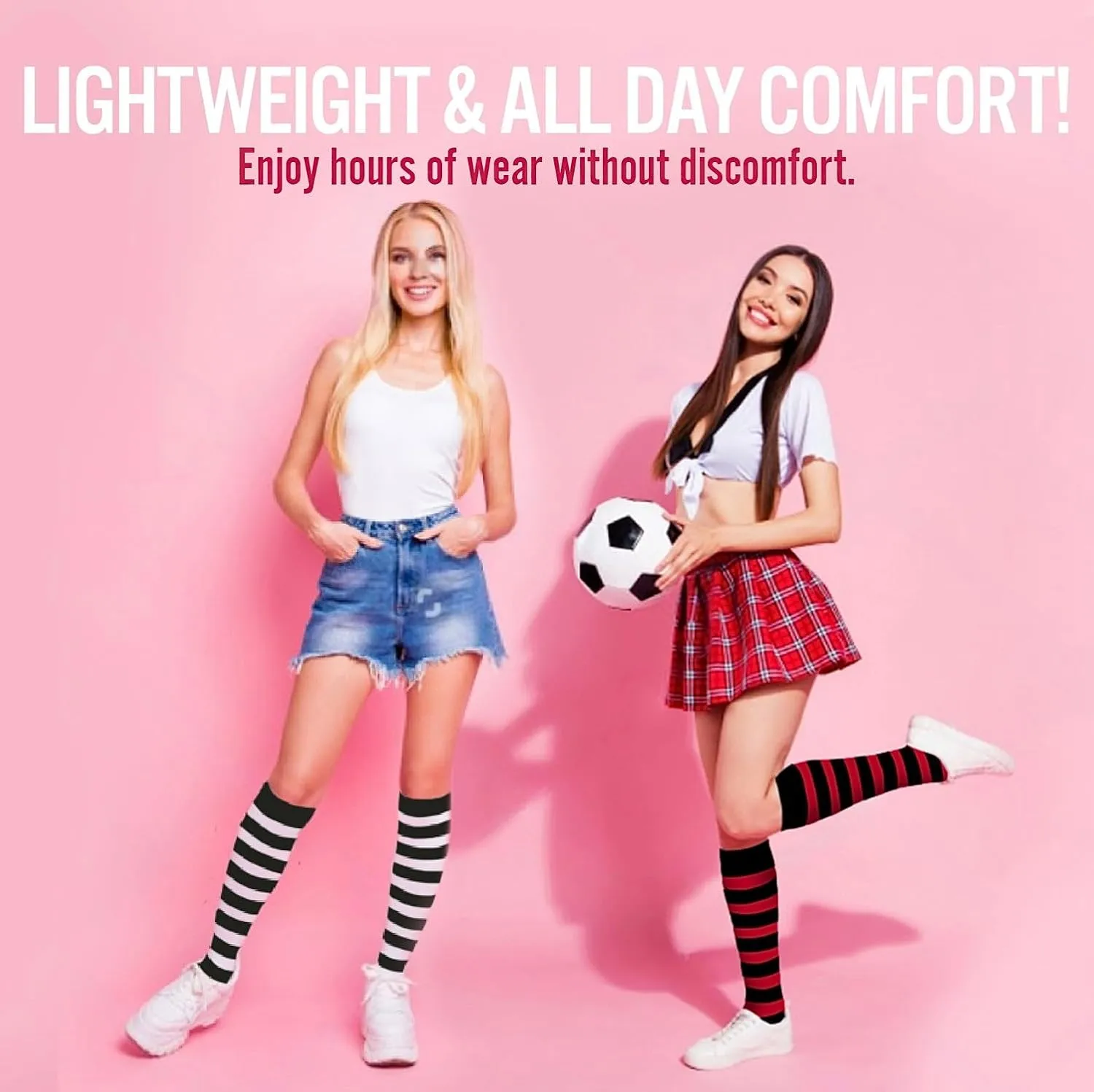 Dress Up America Cotton Striped Socks for Adults - Striped Knee High Socks for Men & Women | Teens - Stylish and Comfortable