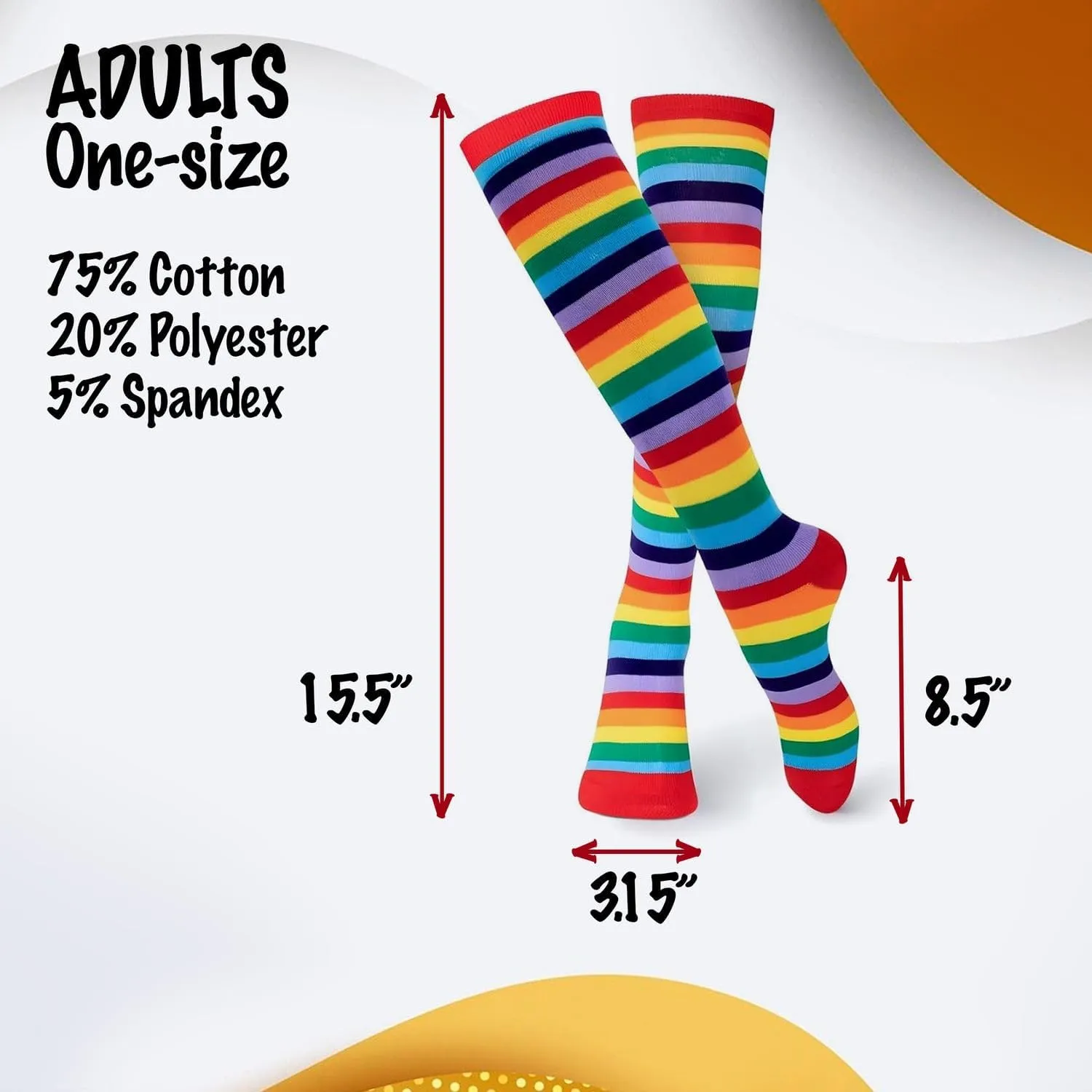 Dress Up America Cotton Striped Socks for Adults - Striped Knee High Socks for Men & Women | Teens - Stylish and Comfortable