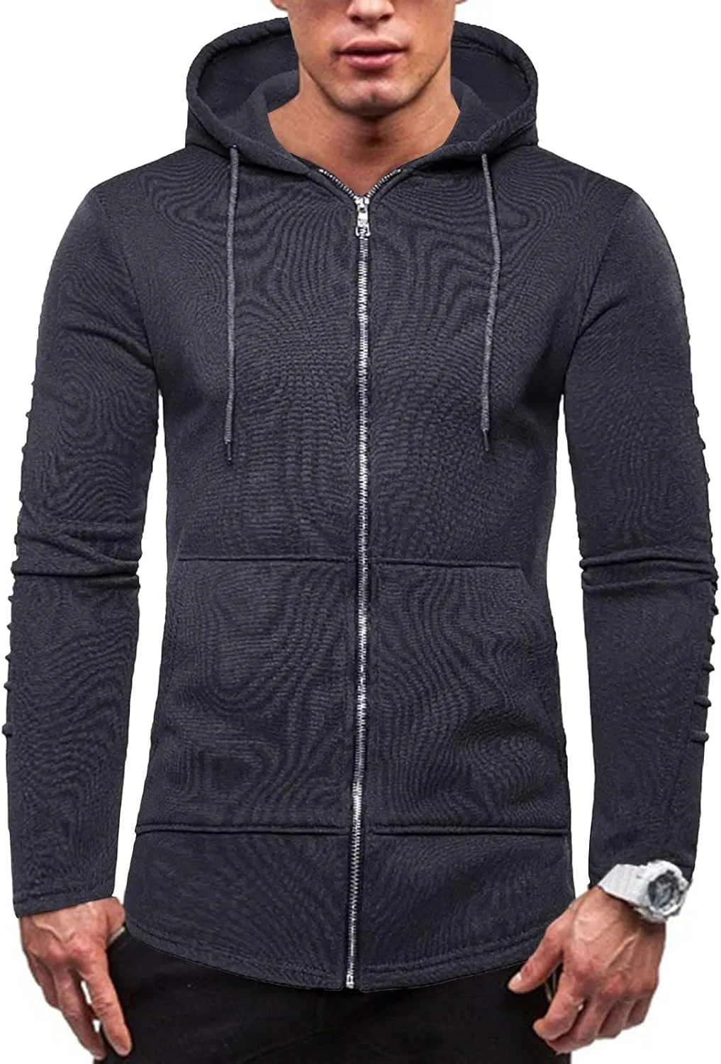 DuDubaby Men Long Sleeve Top Casual Camouflage Sports Sweatshirt Long Sleeve Zipper Hooded Jacket Coat