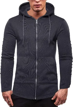 DuDubaby Men Long Sleeve Top Casual Camouflage Sports Sweatshirt Long Sleeve Zipper Hooded Jacket Coat