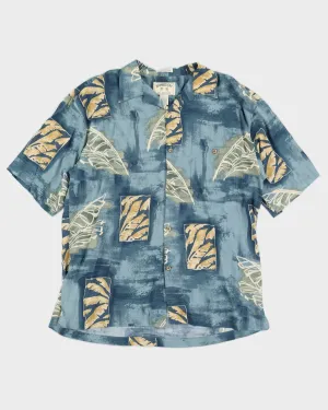 Dusky Blue Patterned Hawaiian Shirt - XXL