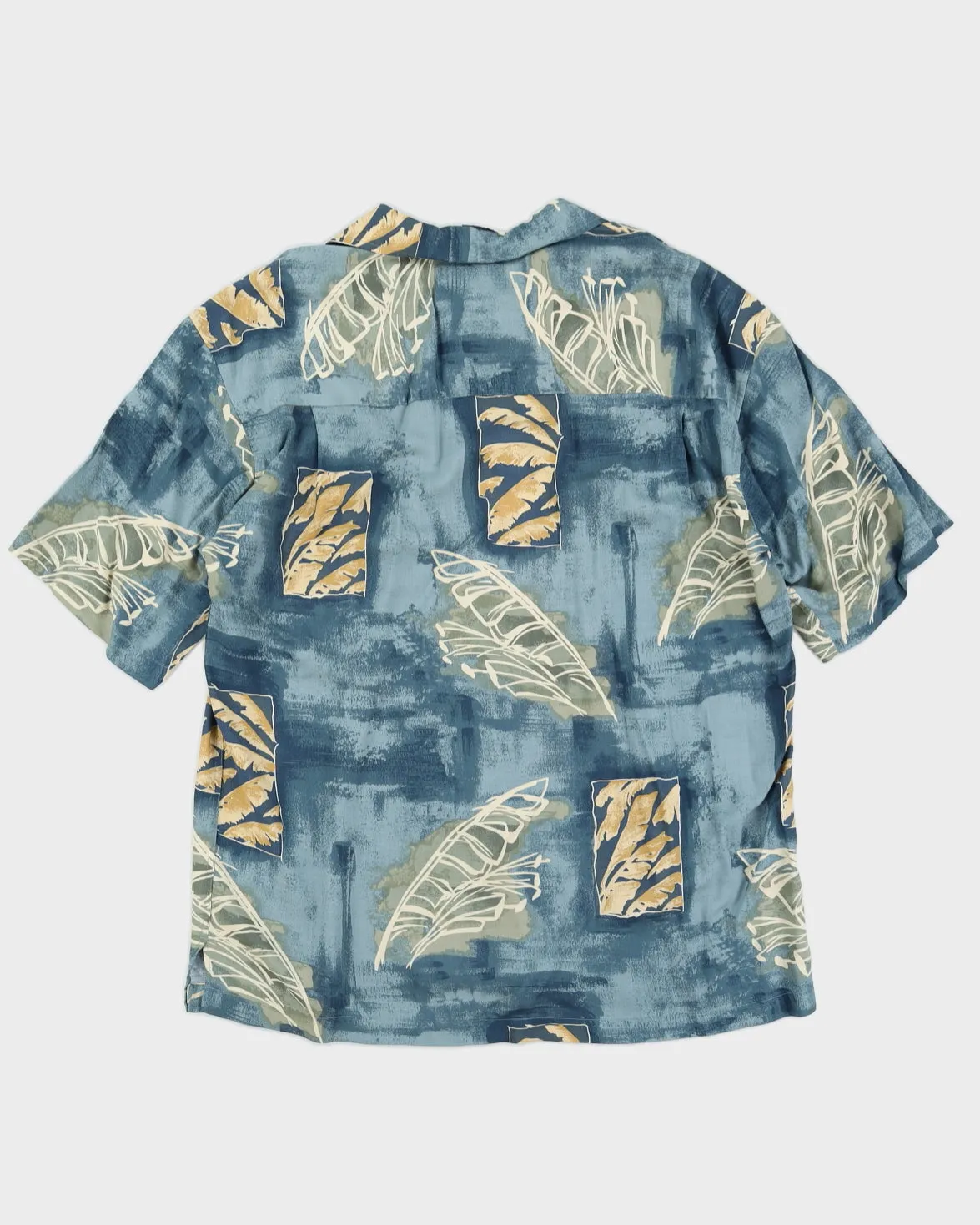 Dusky Blue Patterned Hawaiian Shirt - XXL