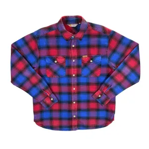 Early 00's CARHARTT "Crocker Shirt" Blue Red Plaid Check Long Sleeve Flannel Shirt