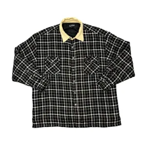 Early 00's MARC KOSTNER Corduroy Cord Collar Lumberjack Plaid Check Lightly Padded Flannel Over Shirt