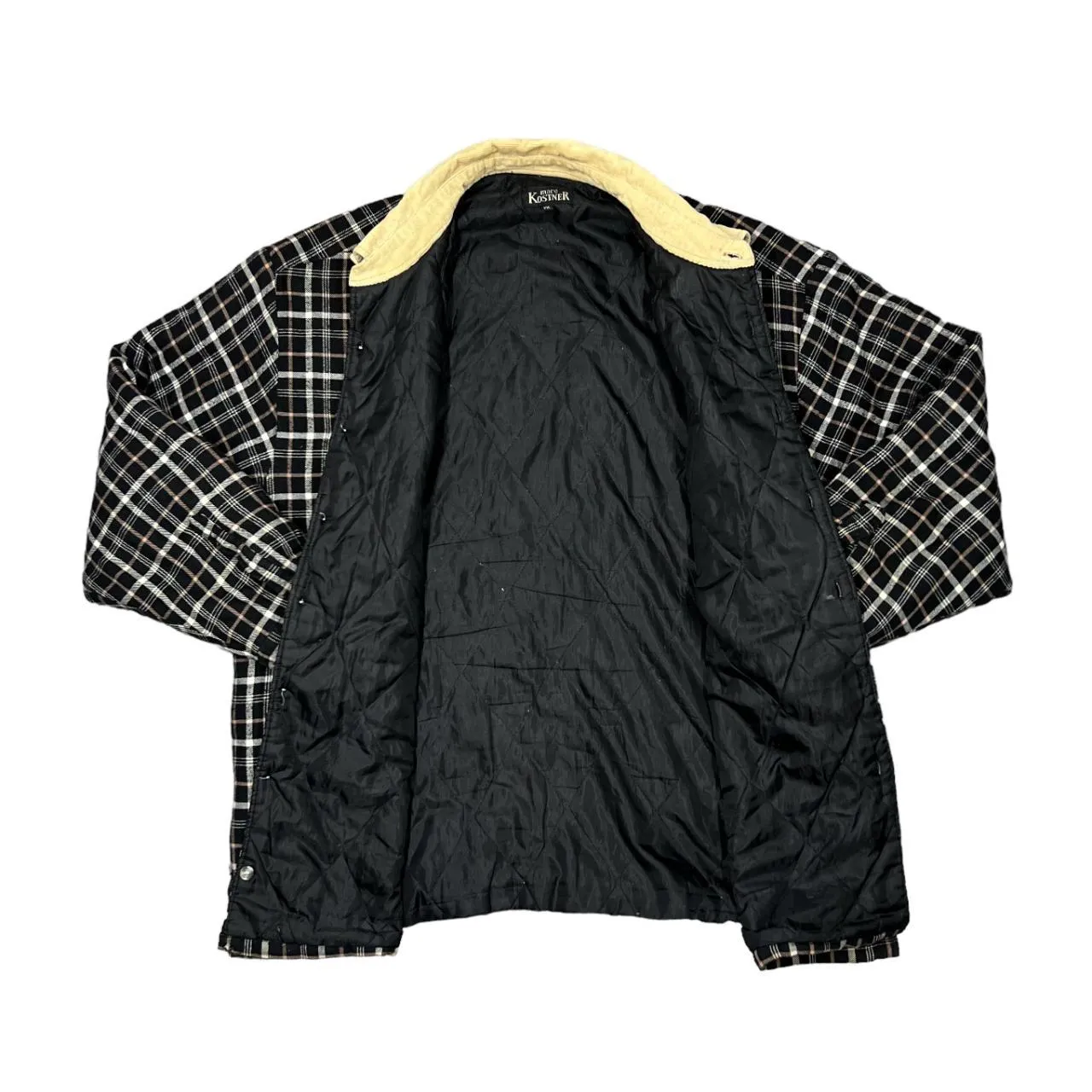 Early 00's MARC KOSTNER Corduroy Cord Collar Lumberjack Plaid Check Lightly Padded Flannel Over Shirt