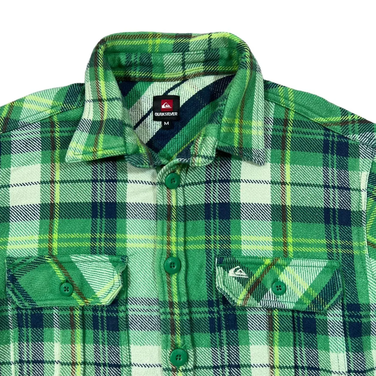 Early 00's QUIKSILVER Classic Surfer Skater Plaid Check Thick Flannel Cotton Shirt