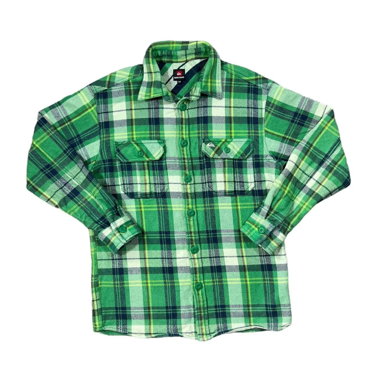 Early 00's QUIKSILVER Classic Surfer Skater Plaid Check Thick Flannel Cotton Shirt