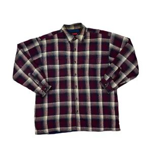 Early 00's WOLVERINE Lumberjack Plaid Check Fleece Lined Lightly Padded Flannel Over Shirt