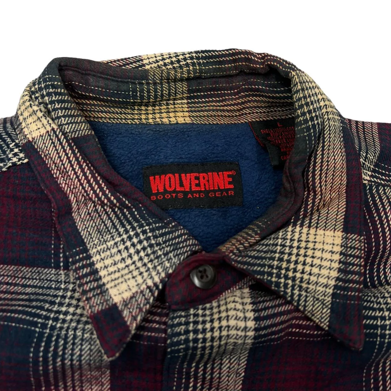 Early 00's WOLVERINE Lumberjack Plaid Check Fleece Lined Lightly Padded Flannel Over Shirt