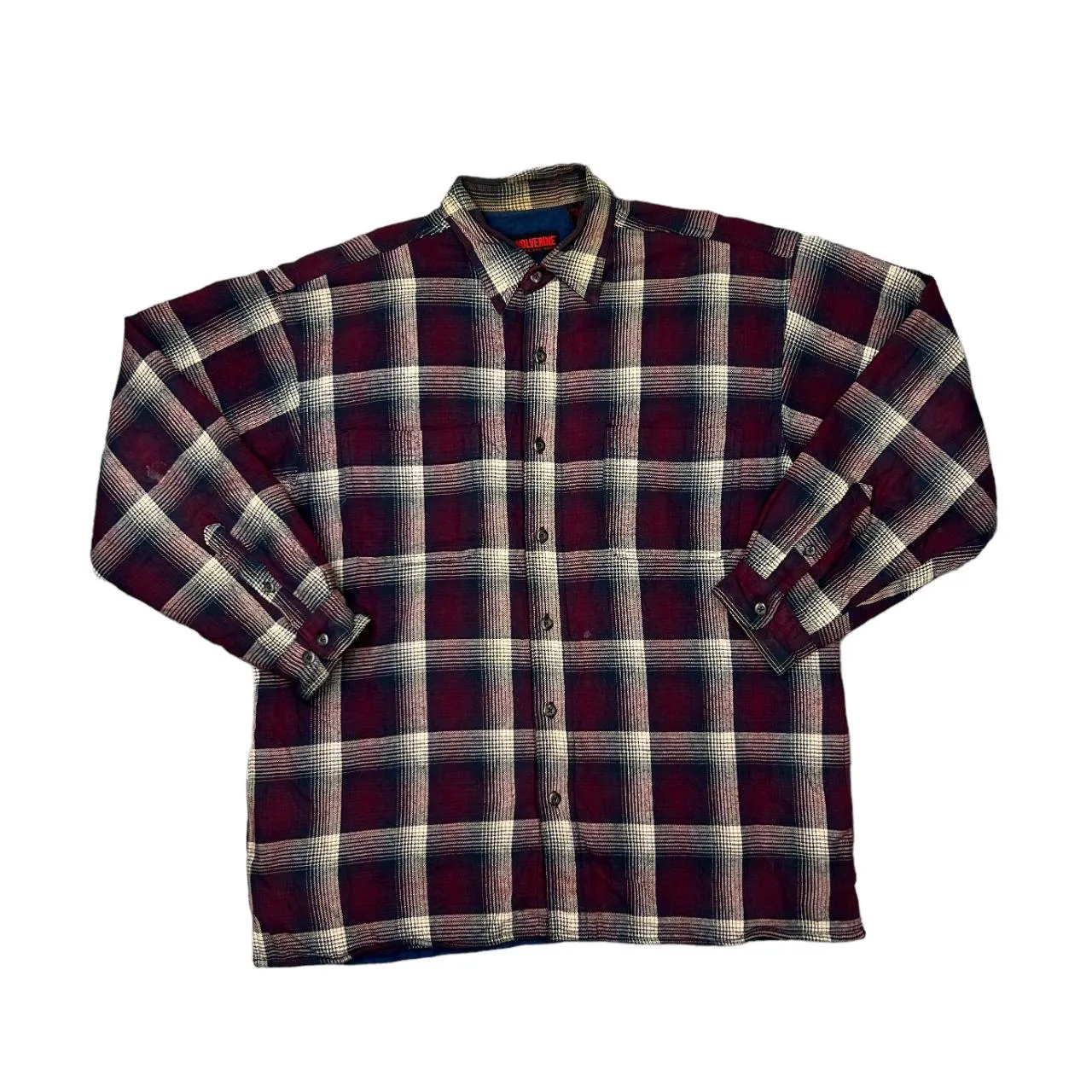 Early 00's WOLVERINE Lumberjack Plaid Check Fleece Lined Lightly Padded Flannel Over Shirt