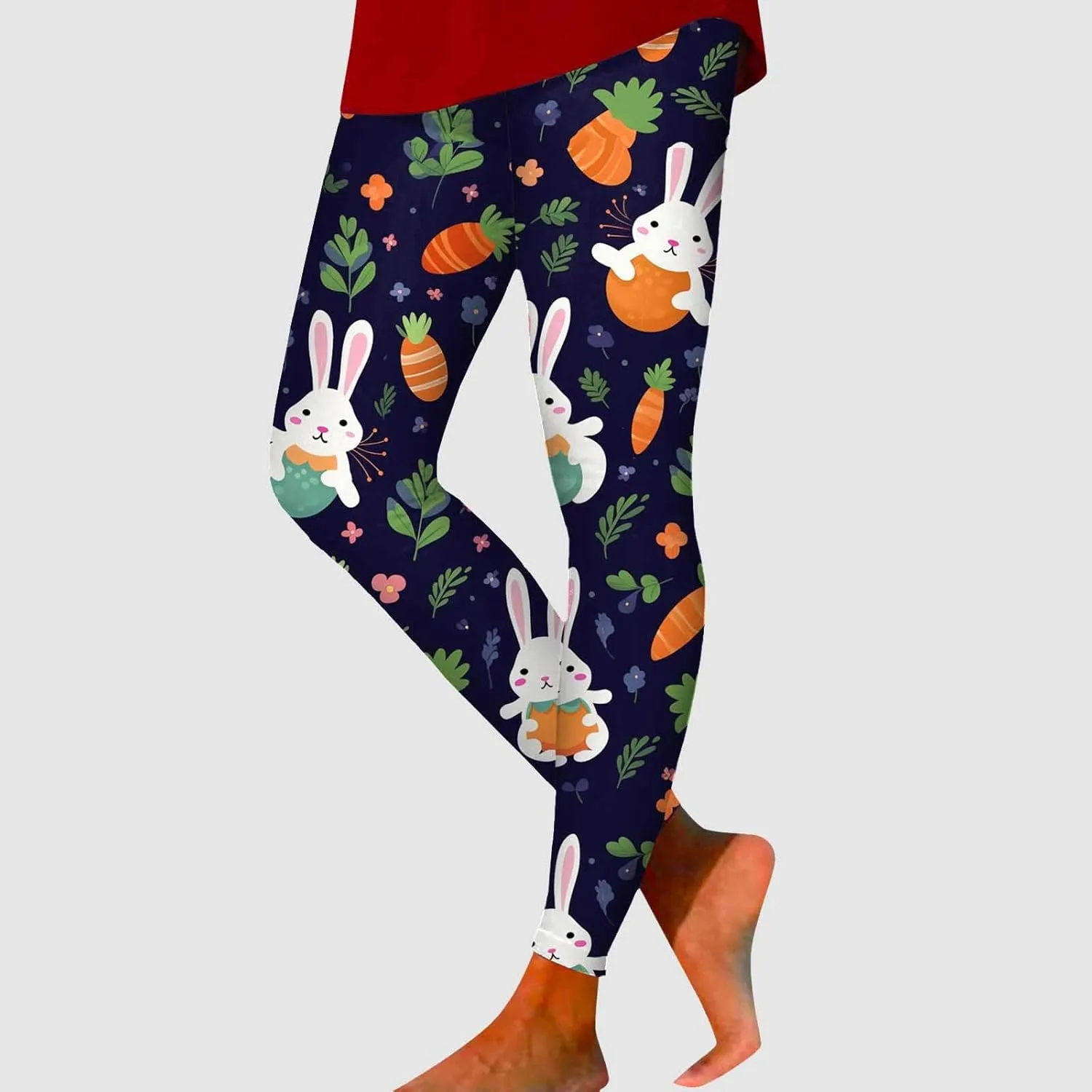 Easter Day Graphic Soft Leggings for Women High Waist Bunny Rabbits Butt Tights Floral Tights Tummy Control Gym Sexy