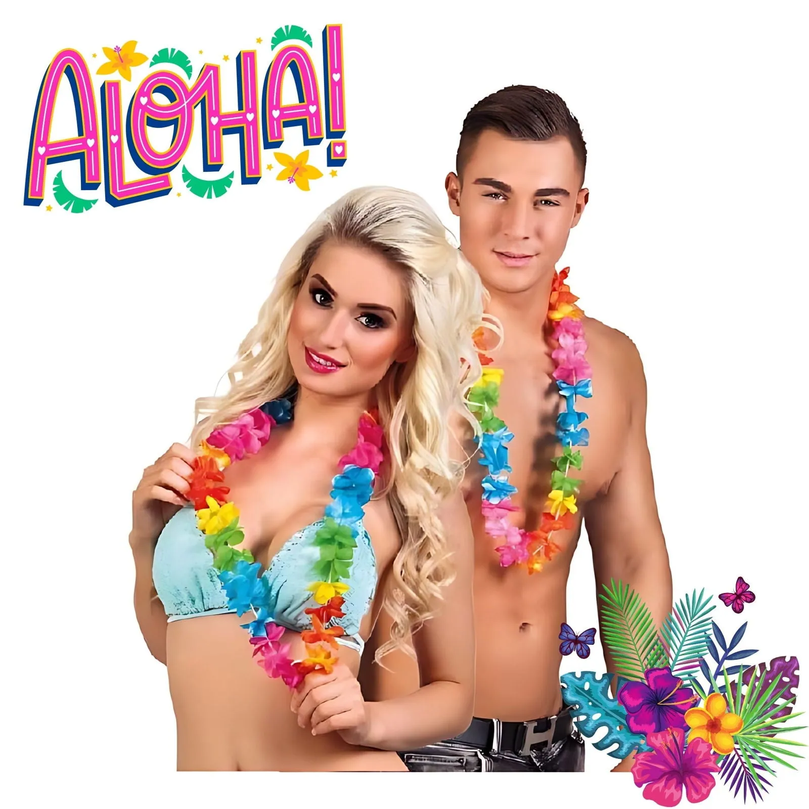 Elena Hawaiian Lei Multi-Coloured 40 Inches