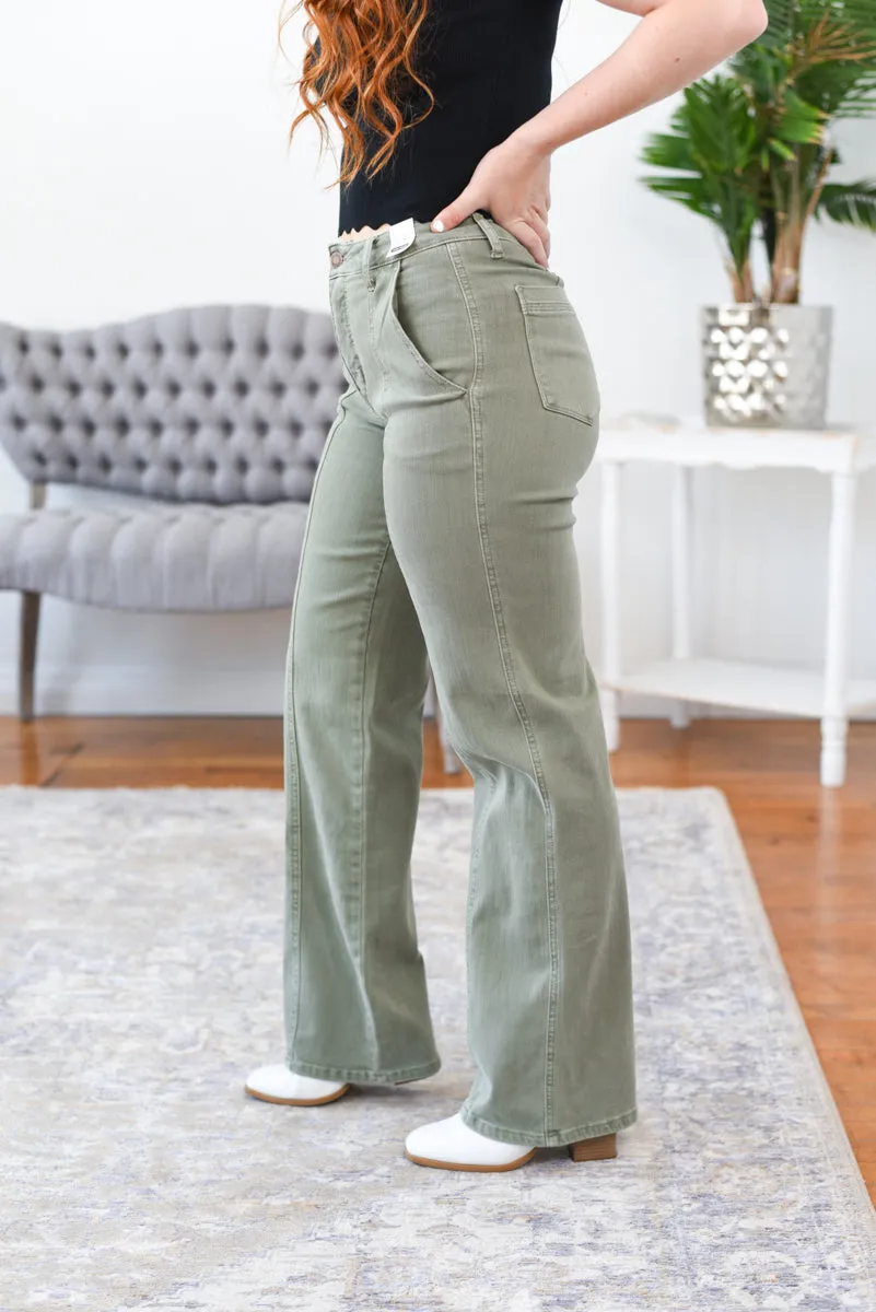 Elizabeth High Rise Straight Fit Judy Blue Jean - Olive
