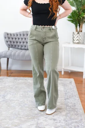Elizabeth High Rise Straight Fit Judy Blue Jean - Olive