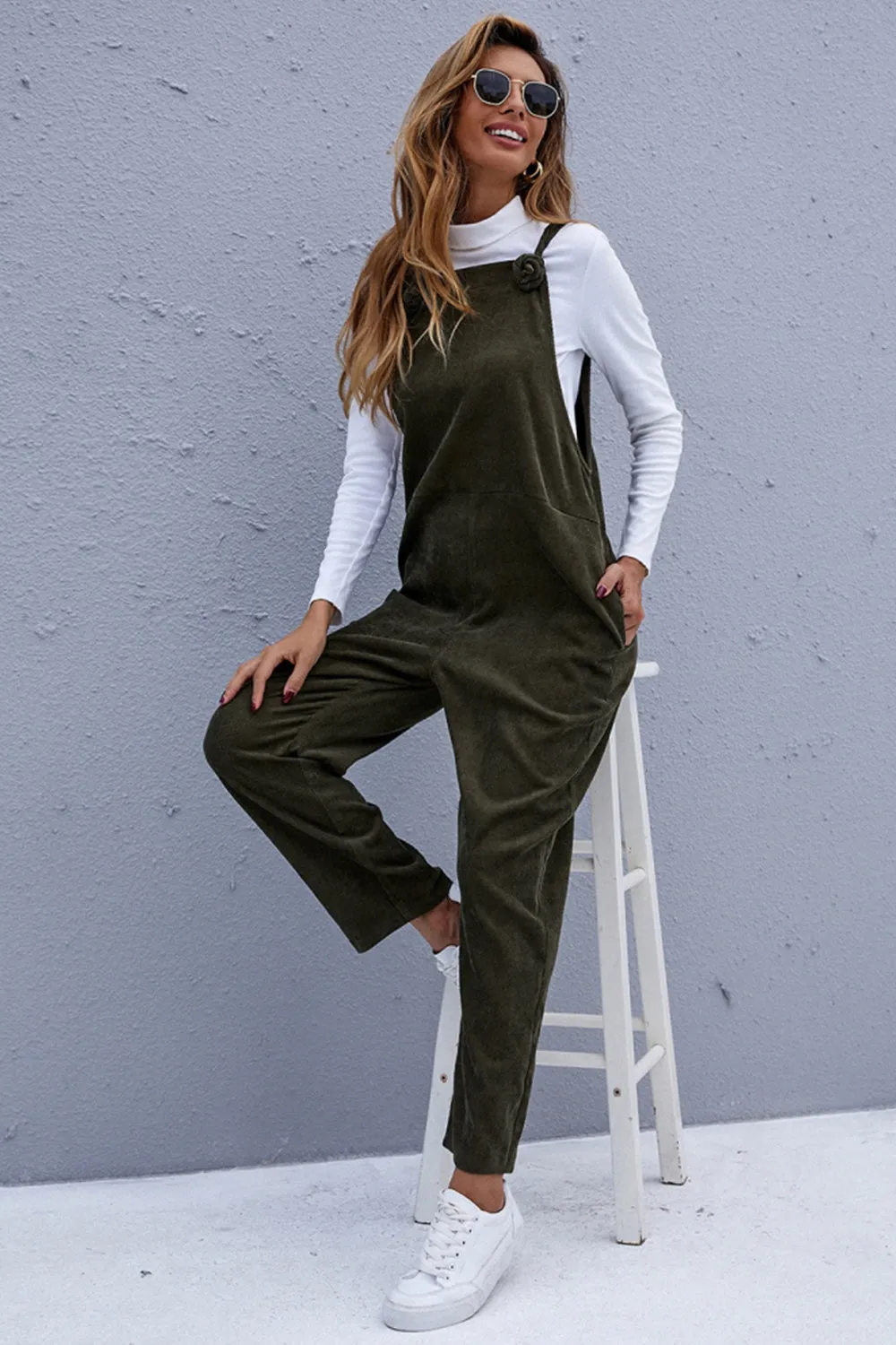 elveswallet Corduroy Solid Color Overalls