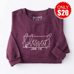 Embroidered Blessed Sweatshirt - 20
