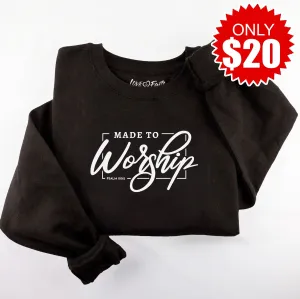 Embroidered Made To Worship Sweatshirt - Black -20
