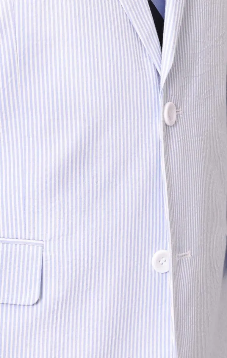 Emigre Men's 100% Cotton Striped Seersucker Suit